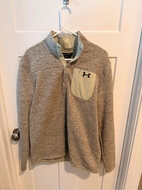 Under Armour Heathered Gray Quarter-Zip Pullover with Light Tan Chest Pocket
